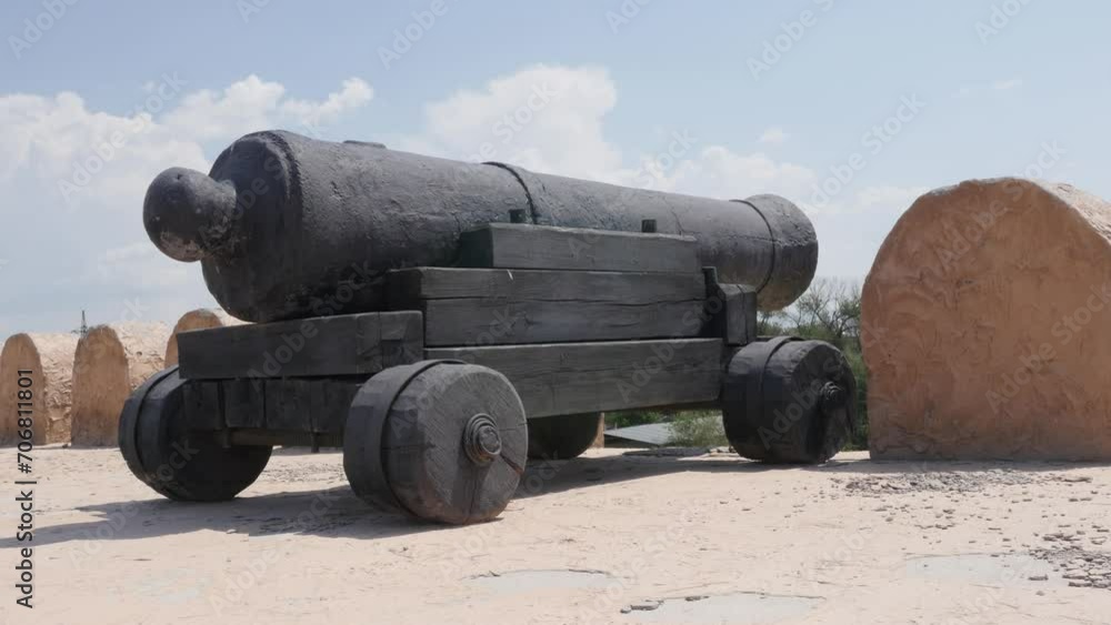 The old cannon in the open air museum Ancient Citadel of Shymkent in Shymkent city in Kazakhstan Republic The old cannon in the open air museum Ancient Citadel of Shymkent in Shymkent city in Kazakhstan Republic