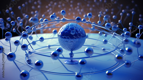 academic atom. An atomic structure model . 3D rendered symbolizing the elemental nature of knowledge