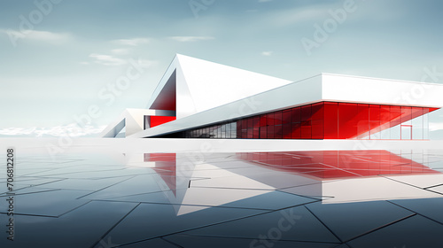 Abstract polygonal and glass building exterior design, future architecture