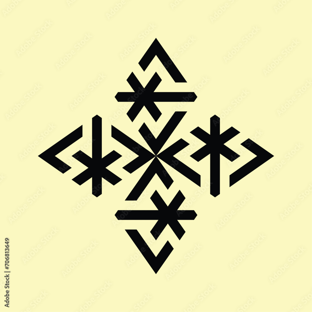black abstract and arabic ceramic designs on a light yellow background black abstract and arabic ceramic designs on a light yellow background