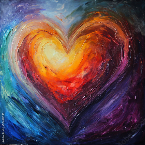 Heart painting, using primary colors.