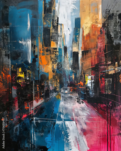 abstract city life painting photo