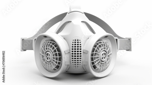 Reusable half-face elastomeric respirator for air purification with replaceable filters on a white background isolated on white background,. Created using Generative AI Technology photo