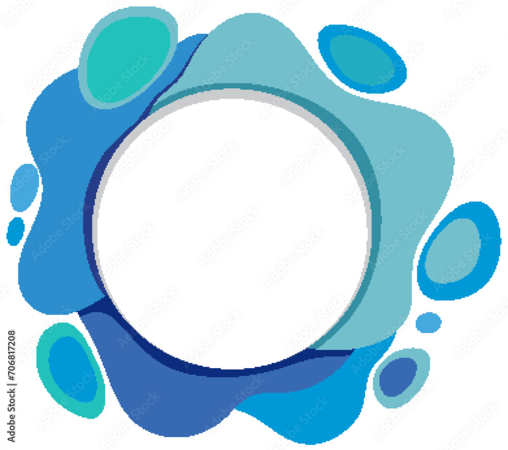 Circular frame with blue abstract water splash.