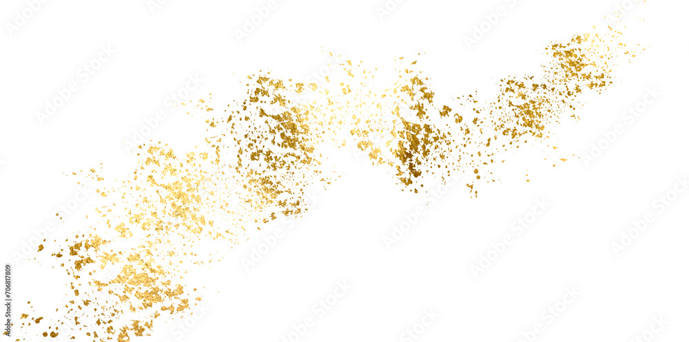 Gold sparkle splatter border golden abstract foil frame and-drawn with gold glitter. golden dust light png. Golden background. glowing dust,  glowing light sparkle overlay texture for your design.