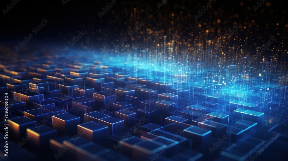 Obraz premium Technology Particle in the structure of IT data processing Background