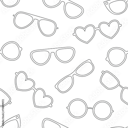 Sunglasses seamless pattern outline doodle hand drawn vector objects