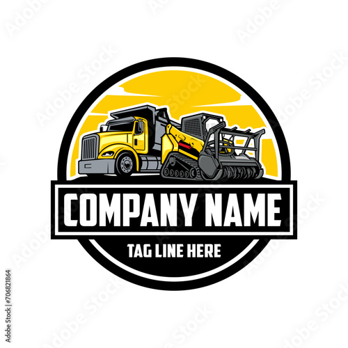 construction machine  Skid steer loader  truck company  logo vector image