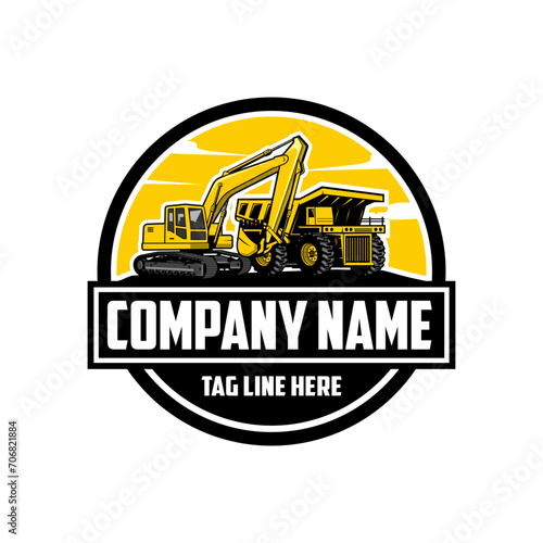 construction machine, Exavator, truck company  logo vector image