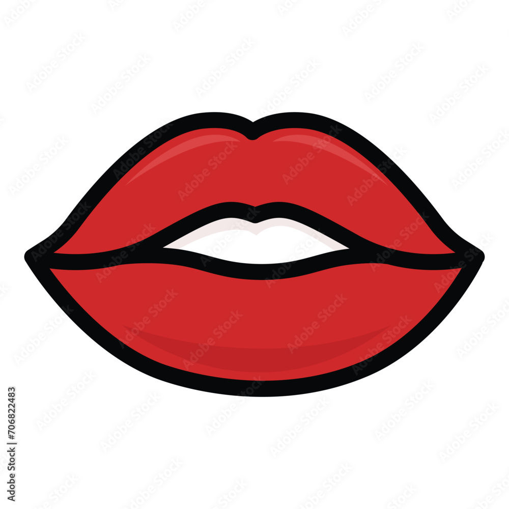 women's lips vector icon set isolated from background. Shape sending a kiss, kissing lips.