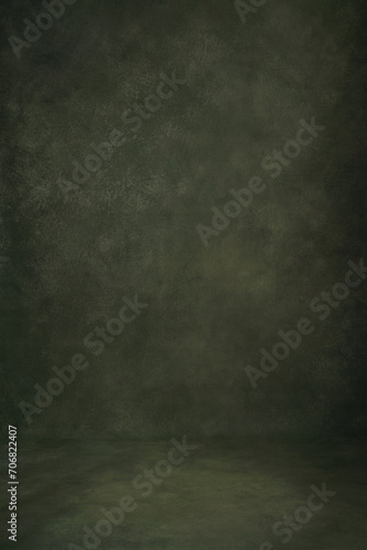 Green Background Studio Portrait Backdrops Photo. Painted Canvas or Muslin Fabric Cloth Studio Backdrop or Background.