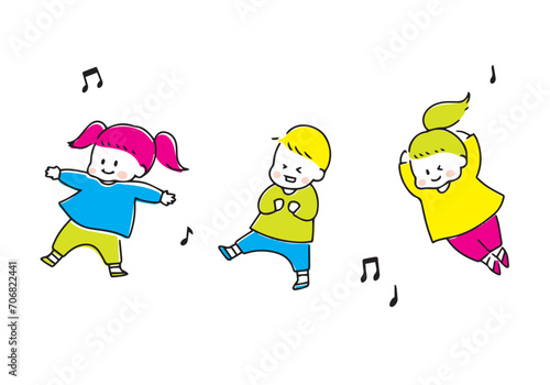 ダンスする可愛い子どものイラストセット