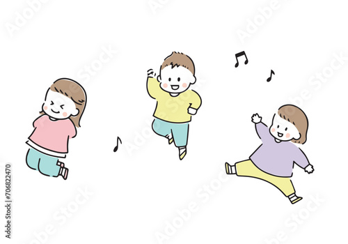 ダンスする子どものイラストセット