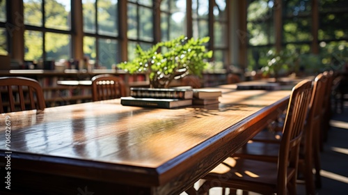 row of reading tables in the library