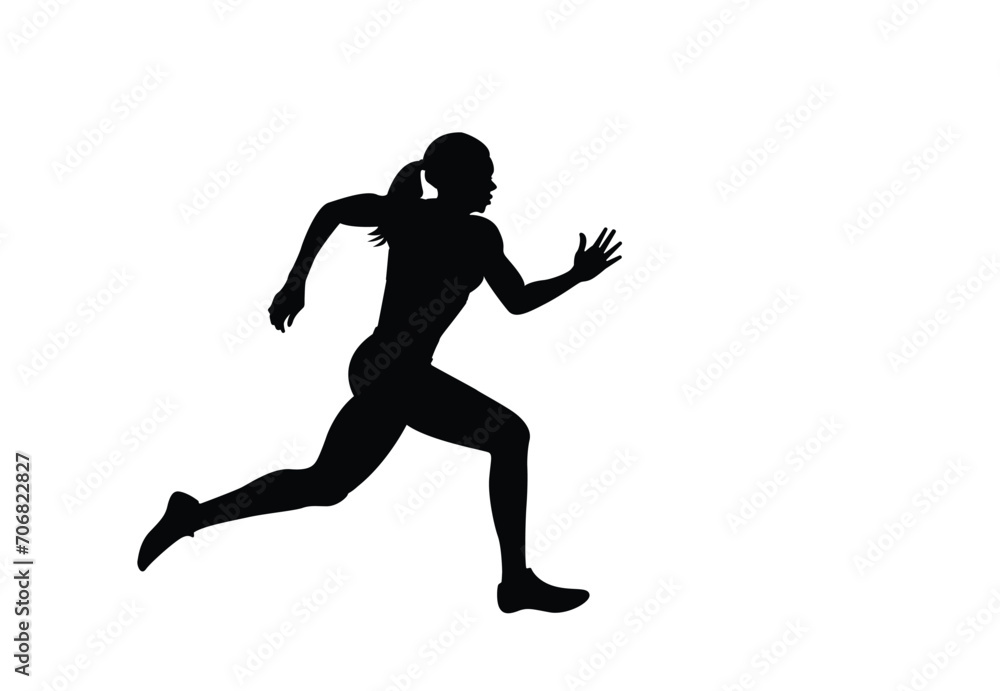 Silhouette of a female runner. Flat vector icon for woman or woman jogging for fitness apps and websites.