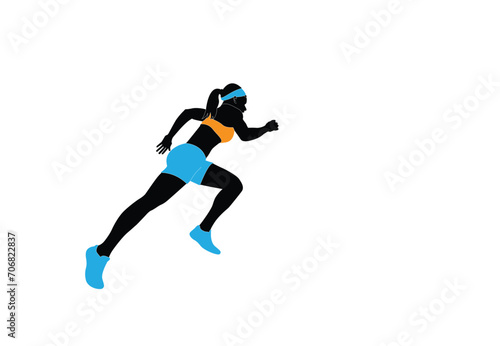 images of female runners. Flat vector icon for woman or woman jogging for fitness apps and websites.