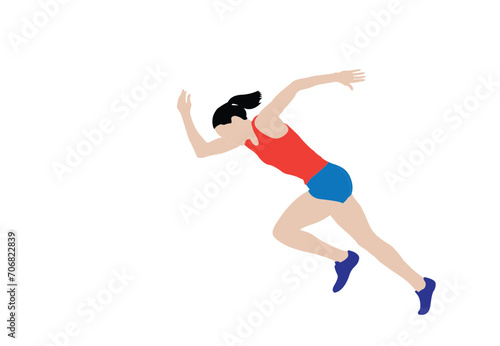female runner. Flat vector icon for woman or woman jogging for fitness apps and websites.