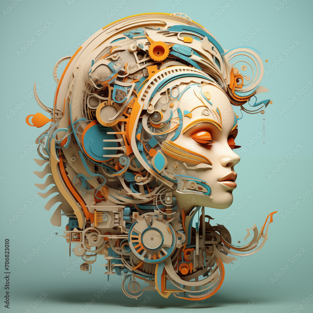 human skull with gears and cogs human skull with gears and cogs