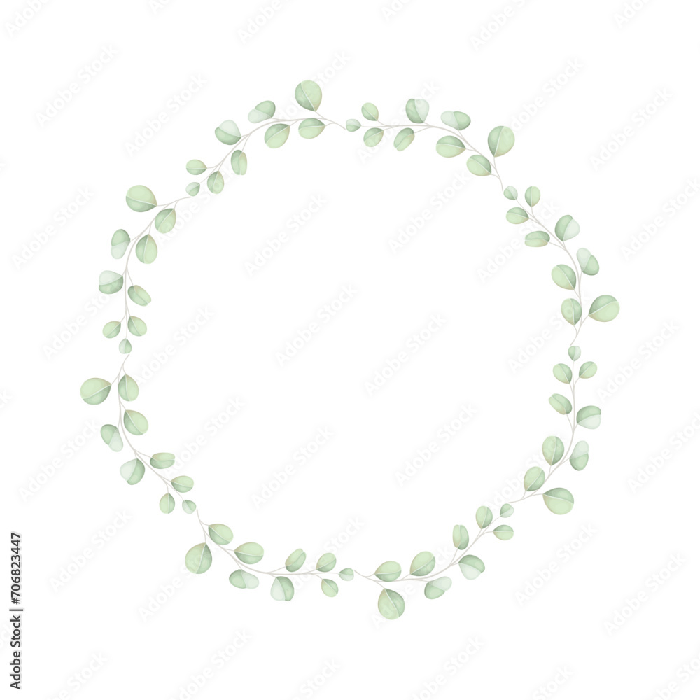 Fototapeta premium Vector floral frame wreath illustration on white