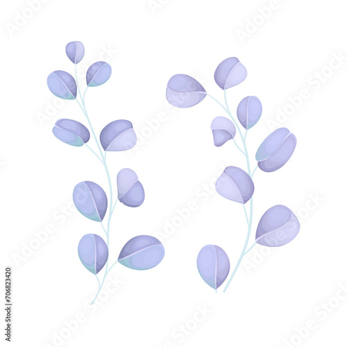 Vector blue leaf hand drawn vector botanical illustration