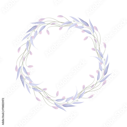 Vector hand drawn floral wreath illustration on white