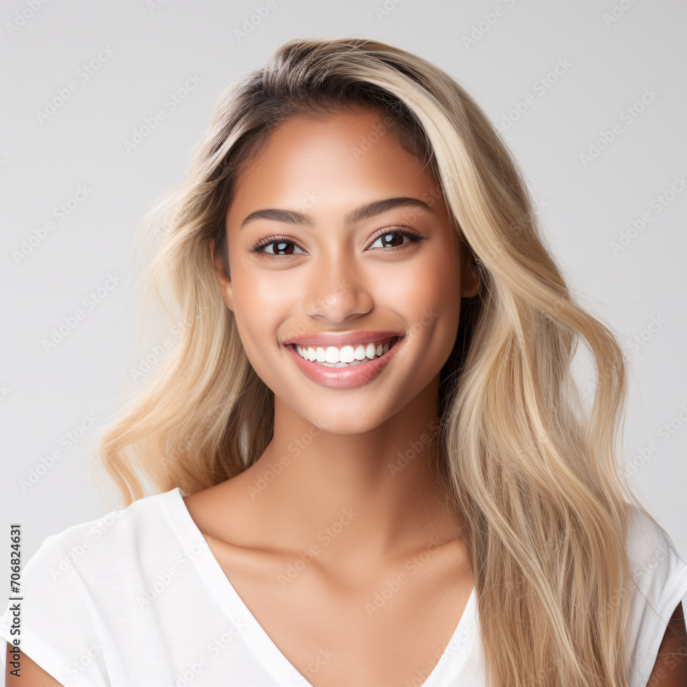 Portrait of beautiful young happy smiling woman, over gray background. Portrait of beautiful young happy smiling woman, over gray background.