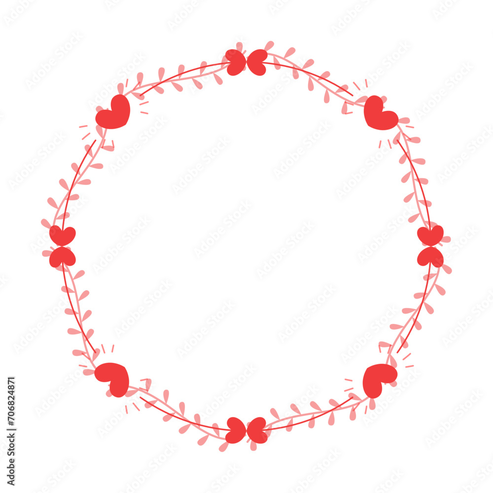 Vector hand drawn hearts border and frame Vector hand drawn hearts border and frame