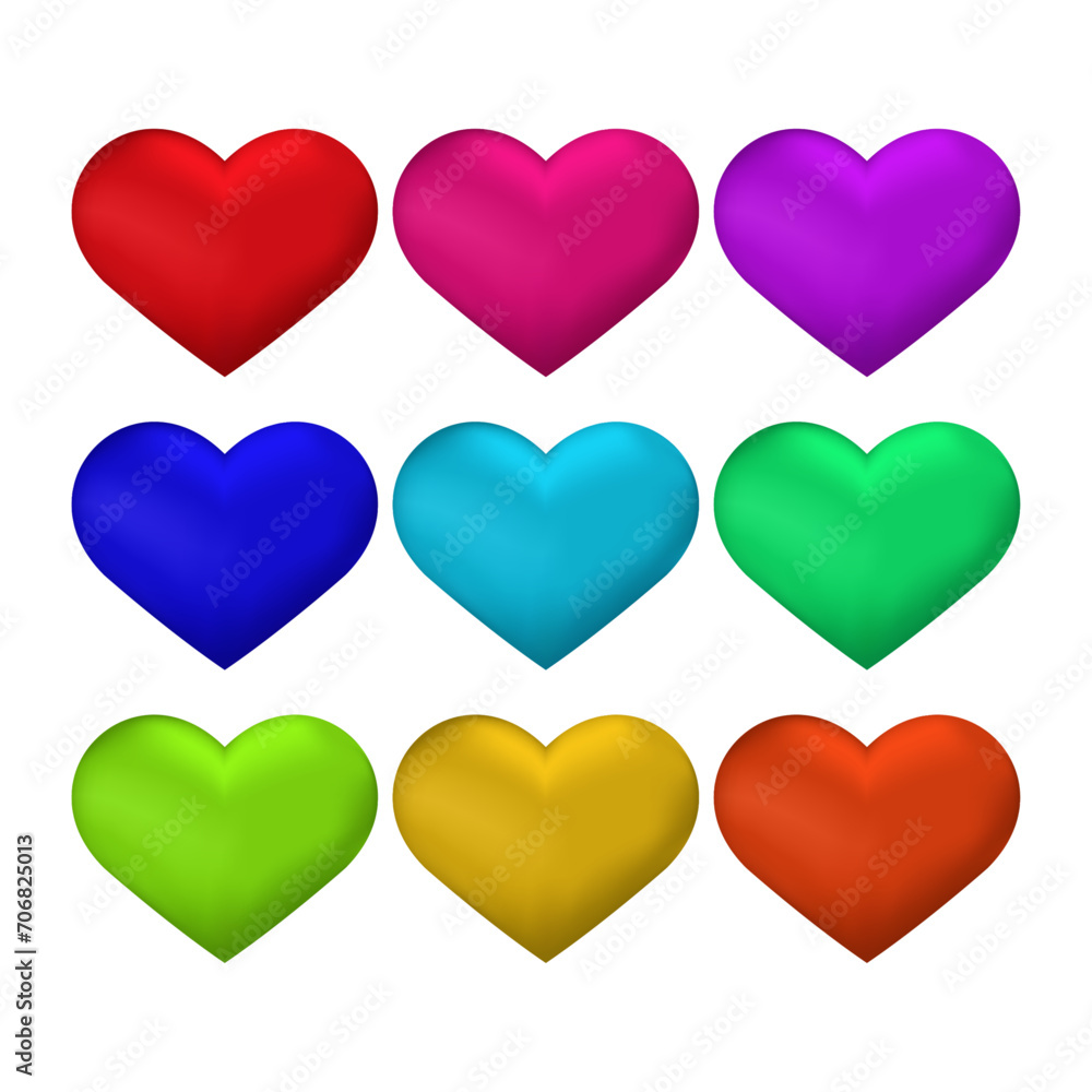 Vector colorful 3d heart illustration on white background