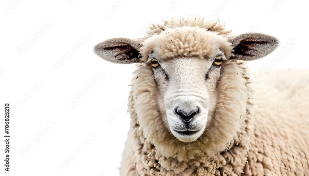 Sheep in front of a white background