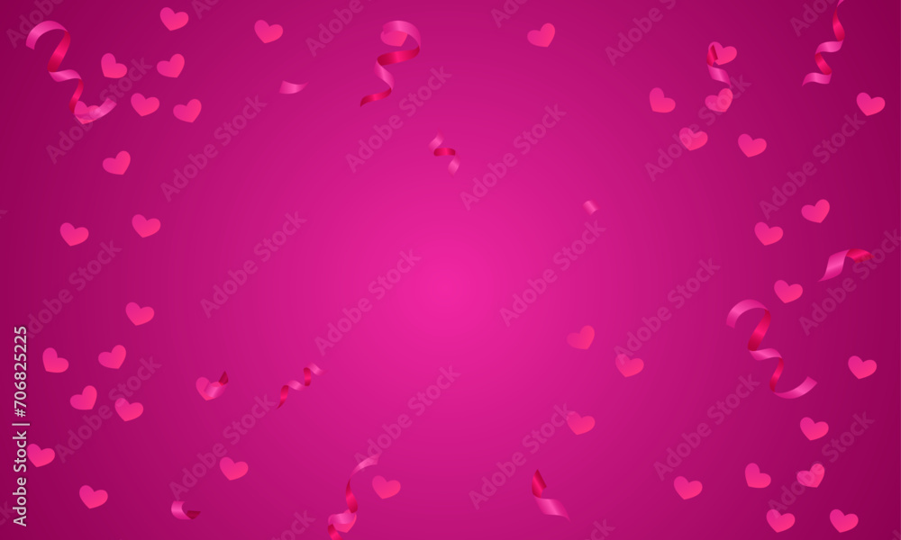 Vector valentines day background with hearts pink ribbons design Vector valentines day background with hearts pink ribbons design