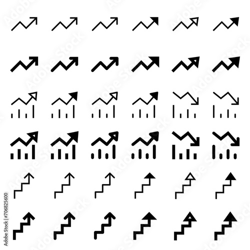 Arrow icon related to chart and graph. 