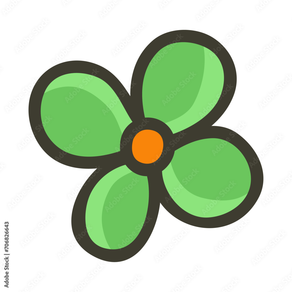 Vector green flower illustration hand drawn design Vector green flower illustration hand drawn design