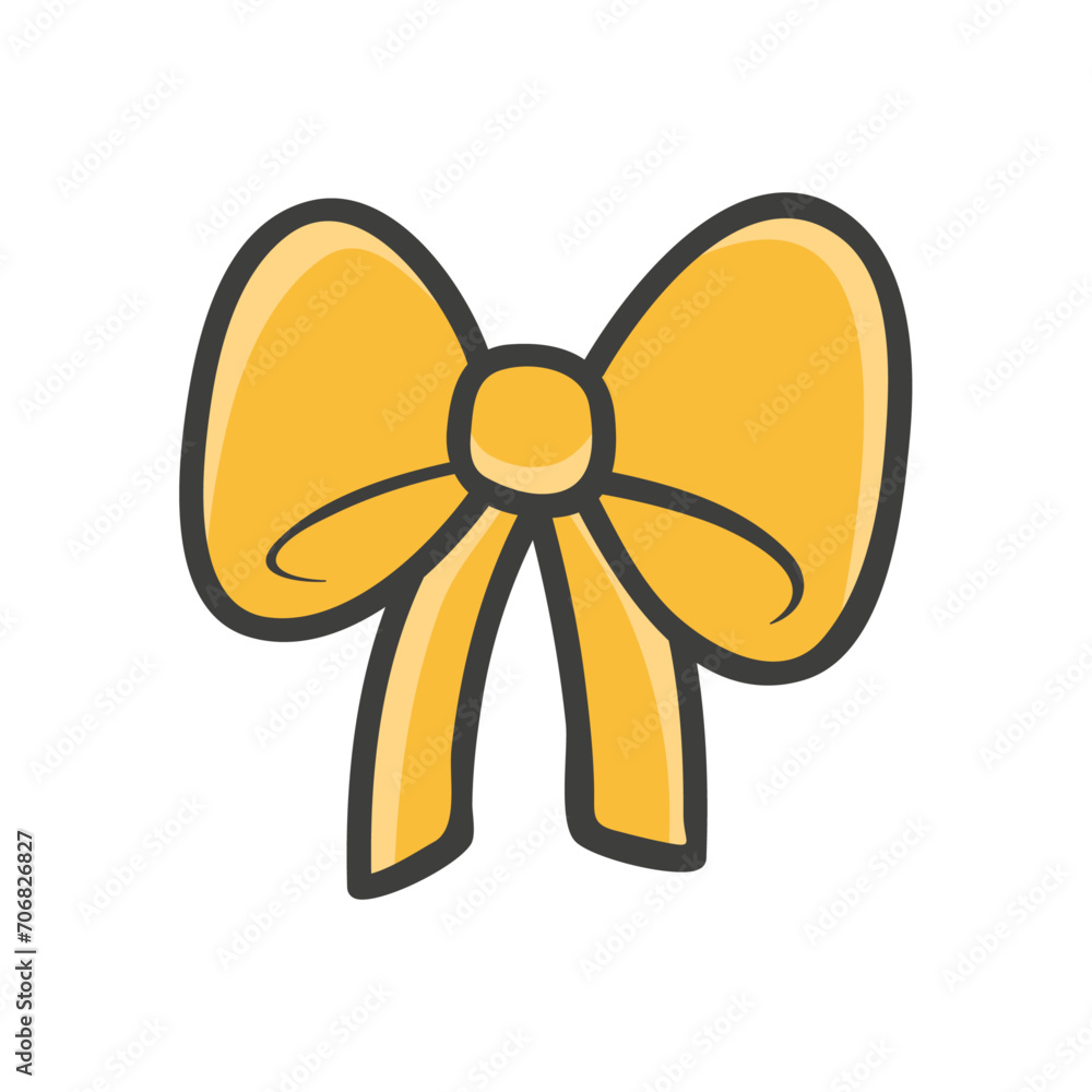 Vector yellow ribbon bow decorative on white Vector yellow ribbon bow decorative on white