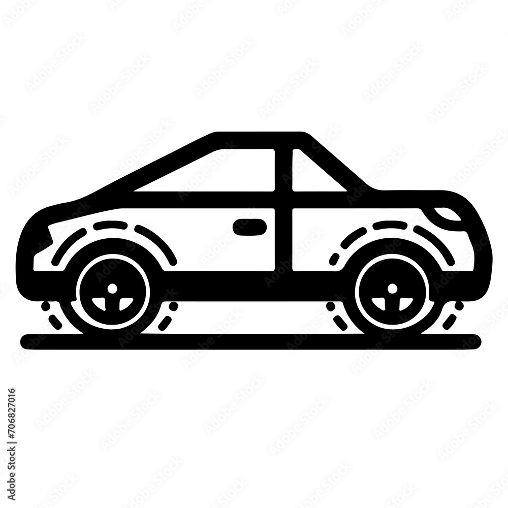 car icon black outline style sign symbol silhouette car vector illustration