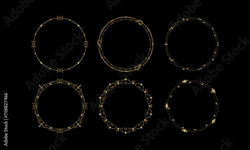 Vector set of decorative round frames vintage style