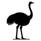 minimal ostrich bird vector silhouette, black color silhouette