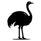 minimal ostrich bird vector silhouette, black color silhouette