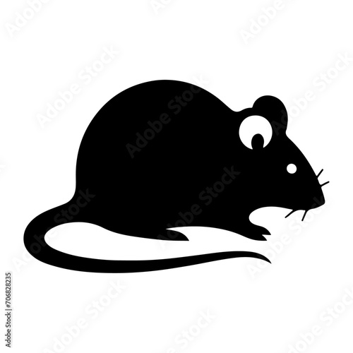 minimal mouse animal vector silhouette, black color silhouette