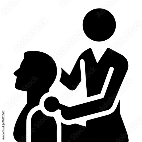 Physical therapist icon vector silhouette, black color silhouette