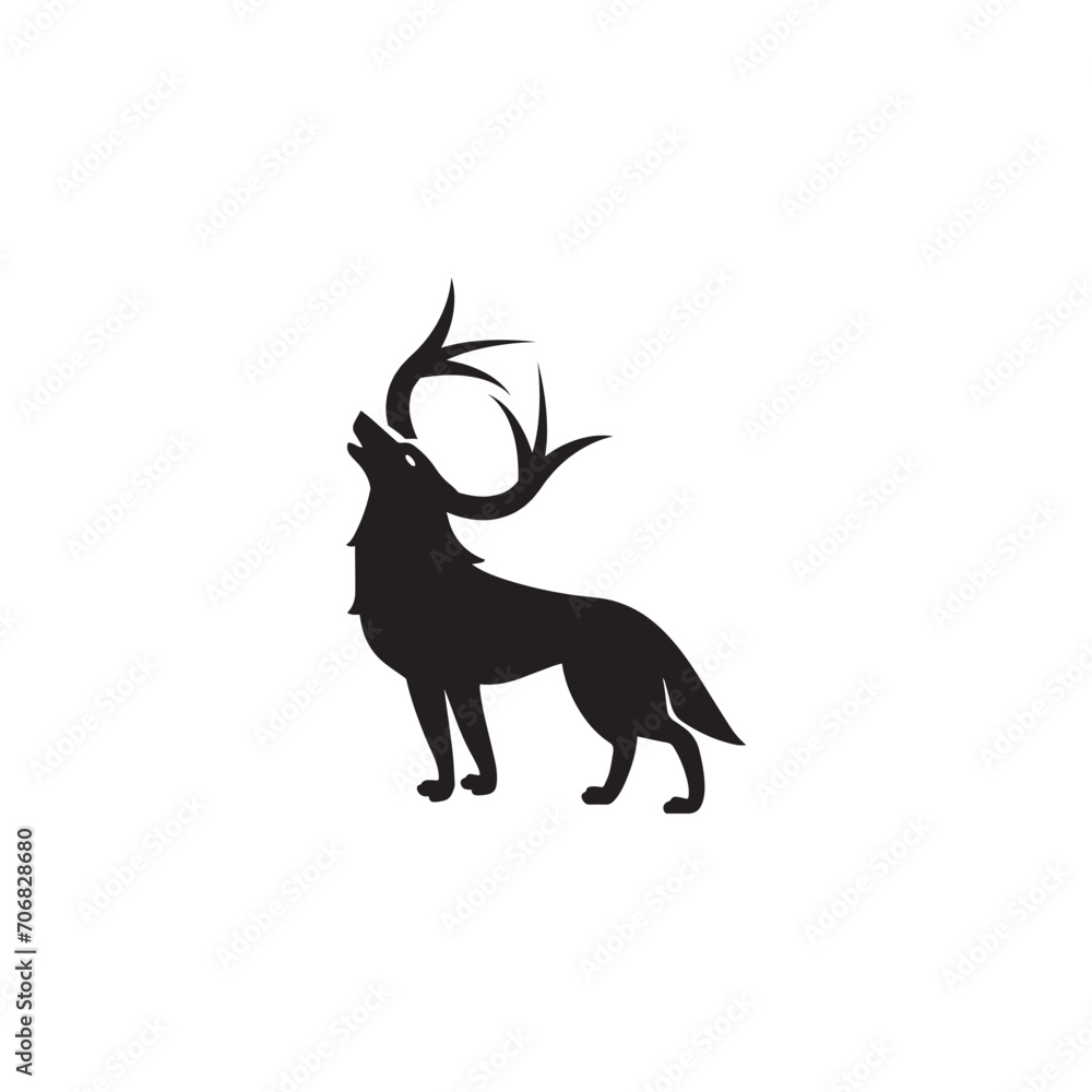 Fototapeta premium wolf deer logo icon combination.