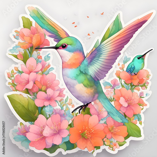 Hummingbird and flower © nuiiko