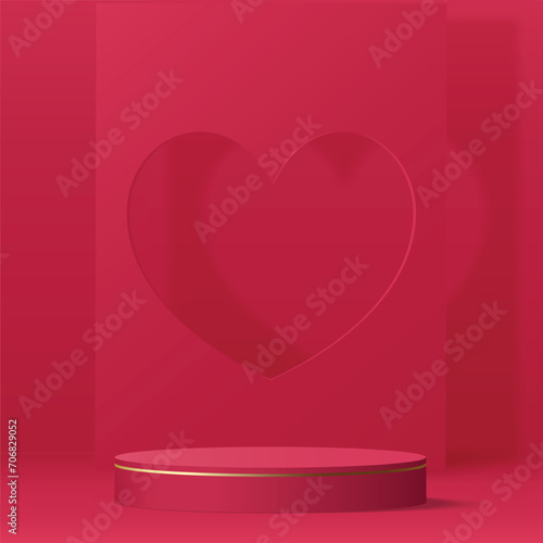 3d valentine podium scene for product display or placement. Vector
