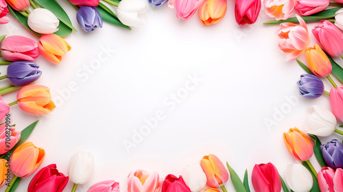 Colorful tulips on the table