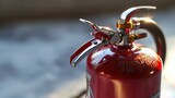 A highly detailed image of a fire extinguisher, set against a clean, white background, emphasizing readiness and safety