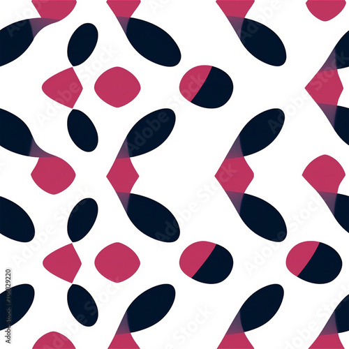 Seamless pattern : Navy and pink geometric pattern on white background 