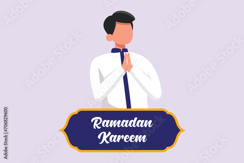 Welcoming Ramadan concept. Colored flat vector illustration isolated.