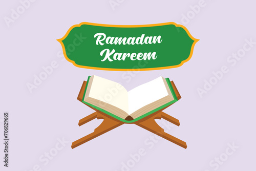 Welcoming Ramadan concept. Colored flat vector illustration isolated.