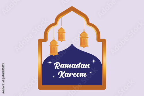 Welcoming Ramadan concept. Colored flat vector illustration isolated.
