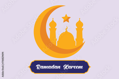 Welcoming Ramadan concept. Colored flat vector illustration isolated.