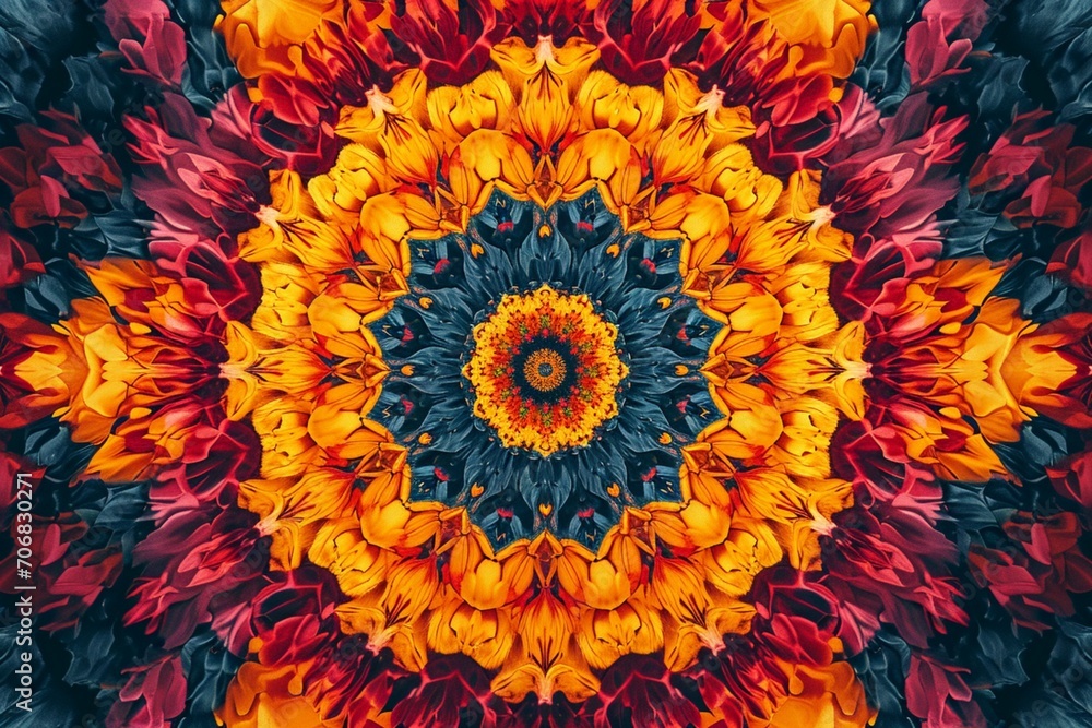 A kaleidoscope image, with symmetric patterns and vibrant colors, representing the beauty of diversity, on a clean background